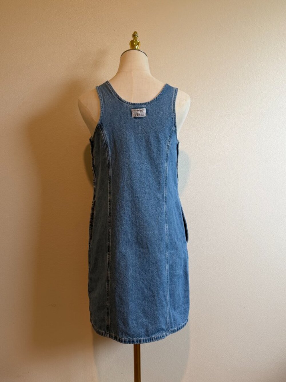 Levi's Blue Denim Overall Pinafore Mini Dress Size XS - Picture 6 of 8